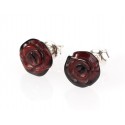 Gintaro - sidabro auskarai „Rožės“